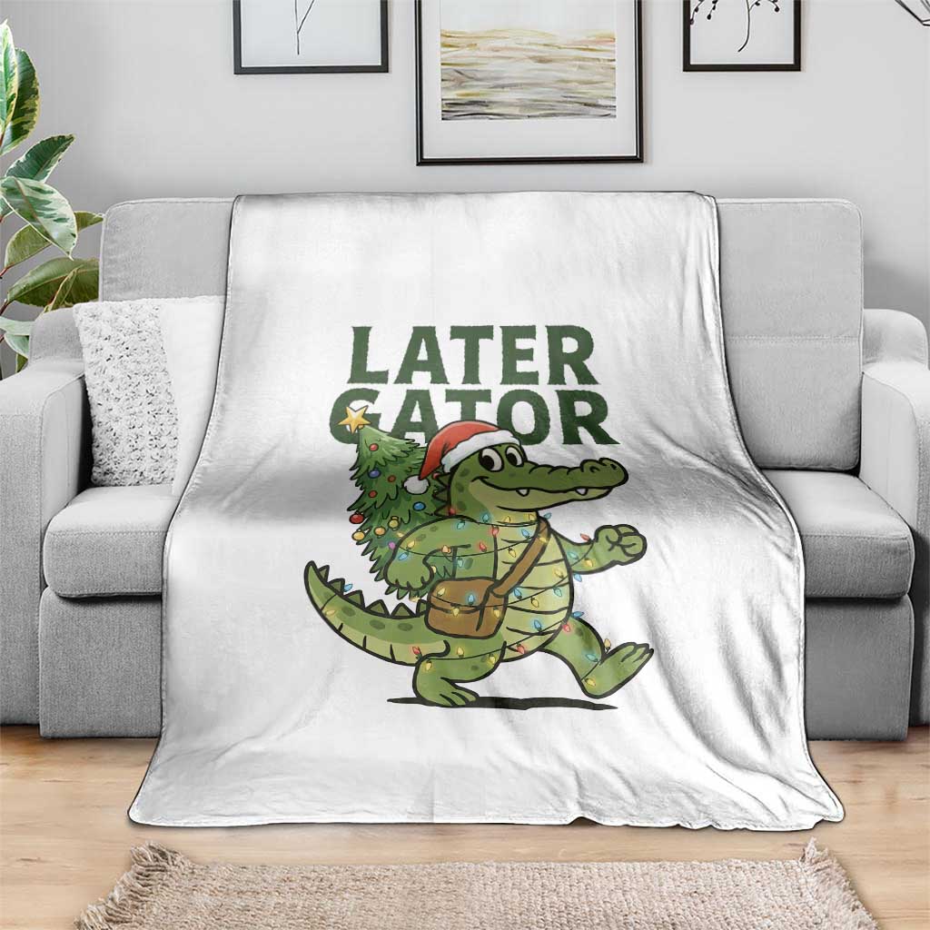 Funny Alligator Christmas Throw Blanket Lator Gator - Wonder Print Shop