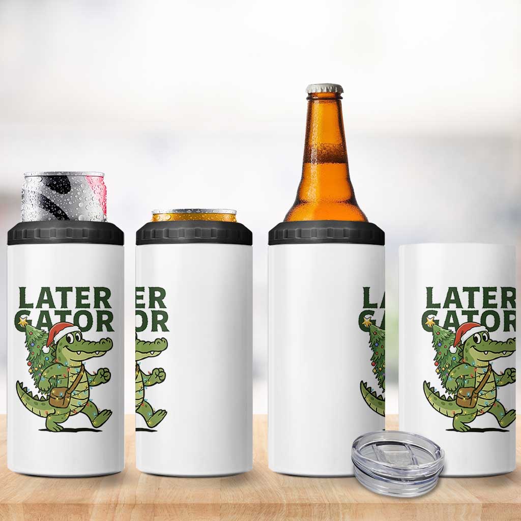 Funny Alligator Christmas 4 in 1 Can Cooler Tumbler Lator Gator - Wonder Print Shop