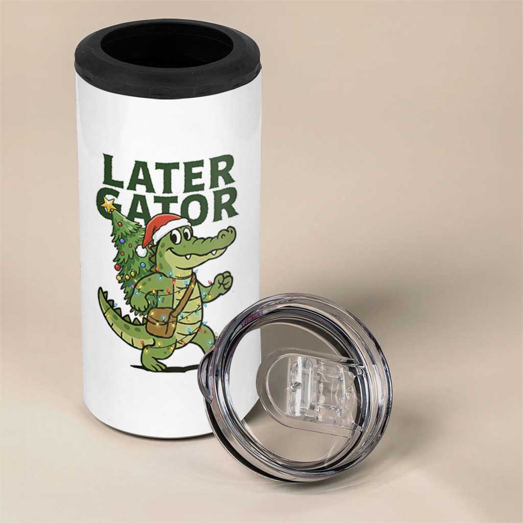 Funny Alligator Christmas 4 in 1 Can Cooler Tumbler Lator Gator - Wonder Print Shop