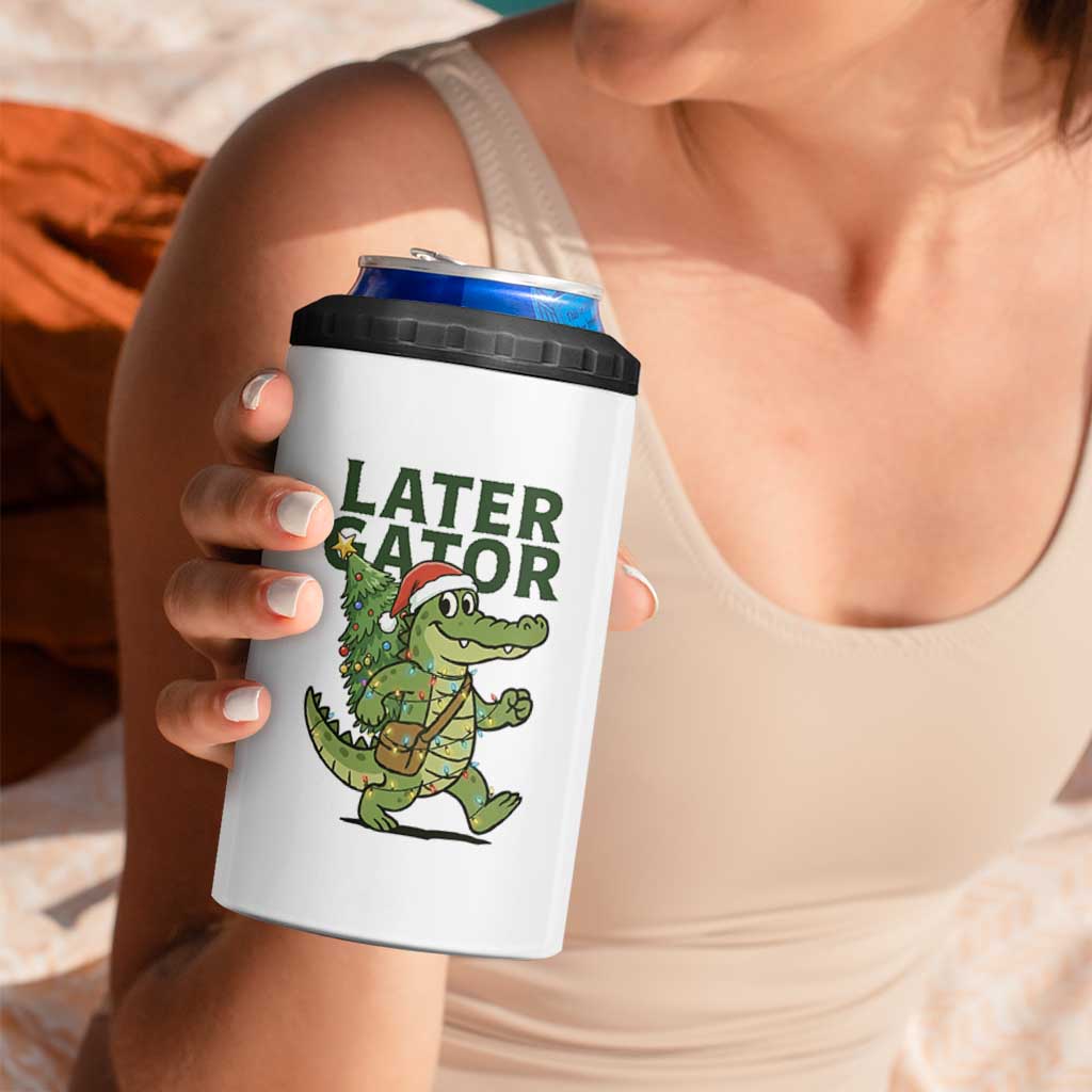 Funny Alligator Christmas 4 in 1 Can Cooler Tumbler Lator Gator - Wonder Print Shop