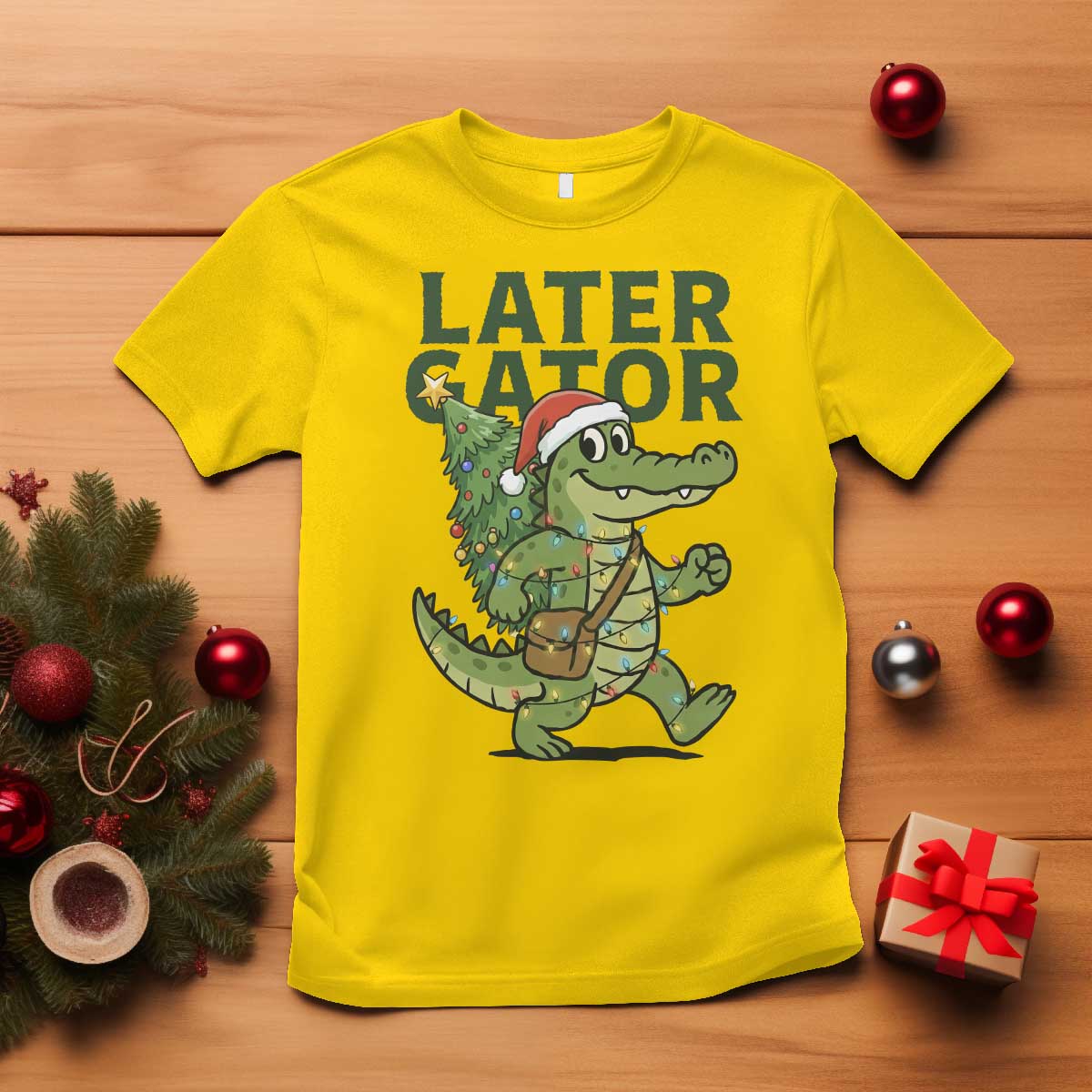 Funny Alligator Christmas T Shirt Lator Gator - Wonder Print Shop