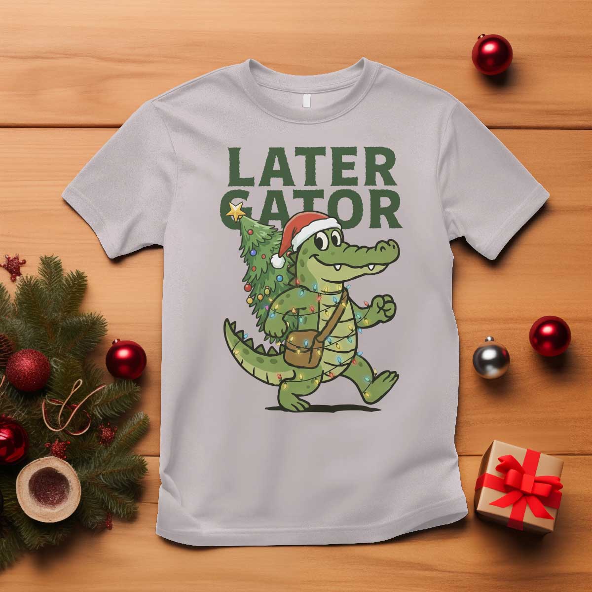 Funny Alligator Christmas T Shirt Lator Gator - Wonder Print Shop
