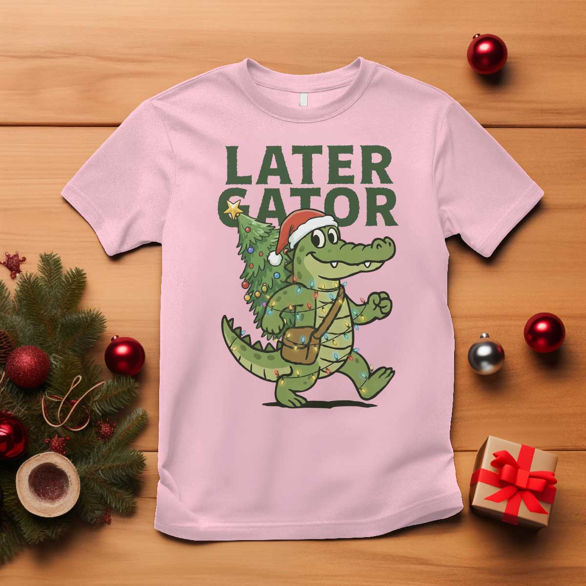 Funny Alligator Christmas T Shirt Lator Gator - Wonder Print Shop