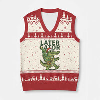 Funny Alligator Xmas V-Neck Knit Sweater Vest Lator Gator - Wonder Print Shop
