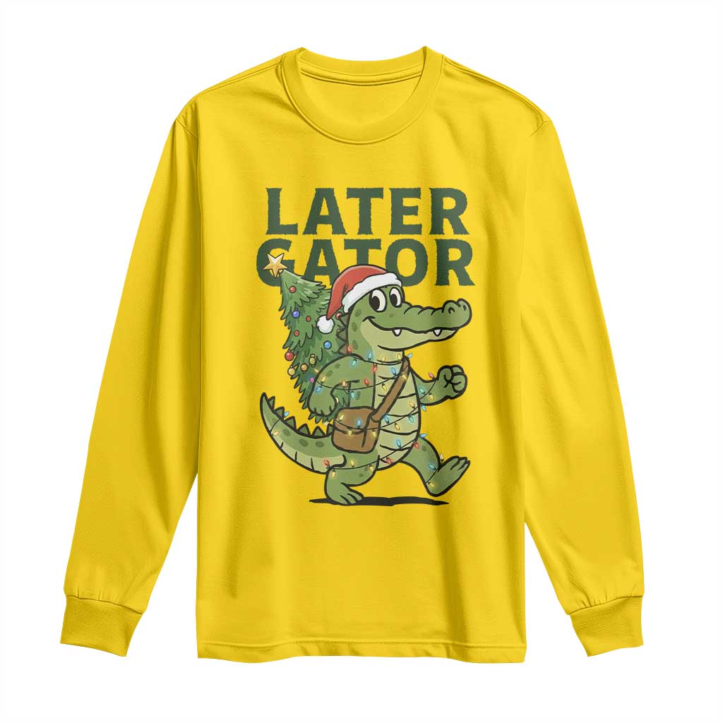 Funny Alligator Christmas Long Sleeve Shirt Lator Gator - Wonder Print Shop