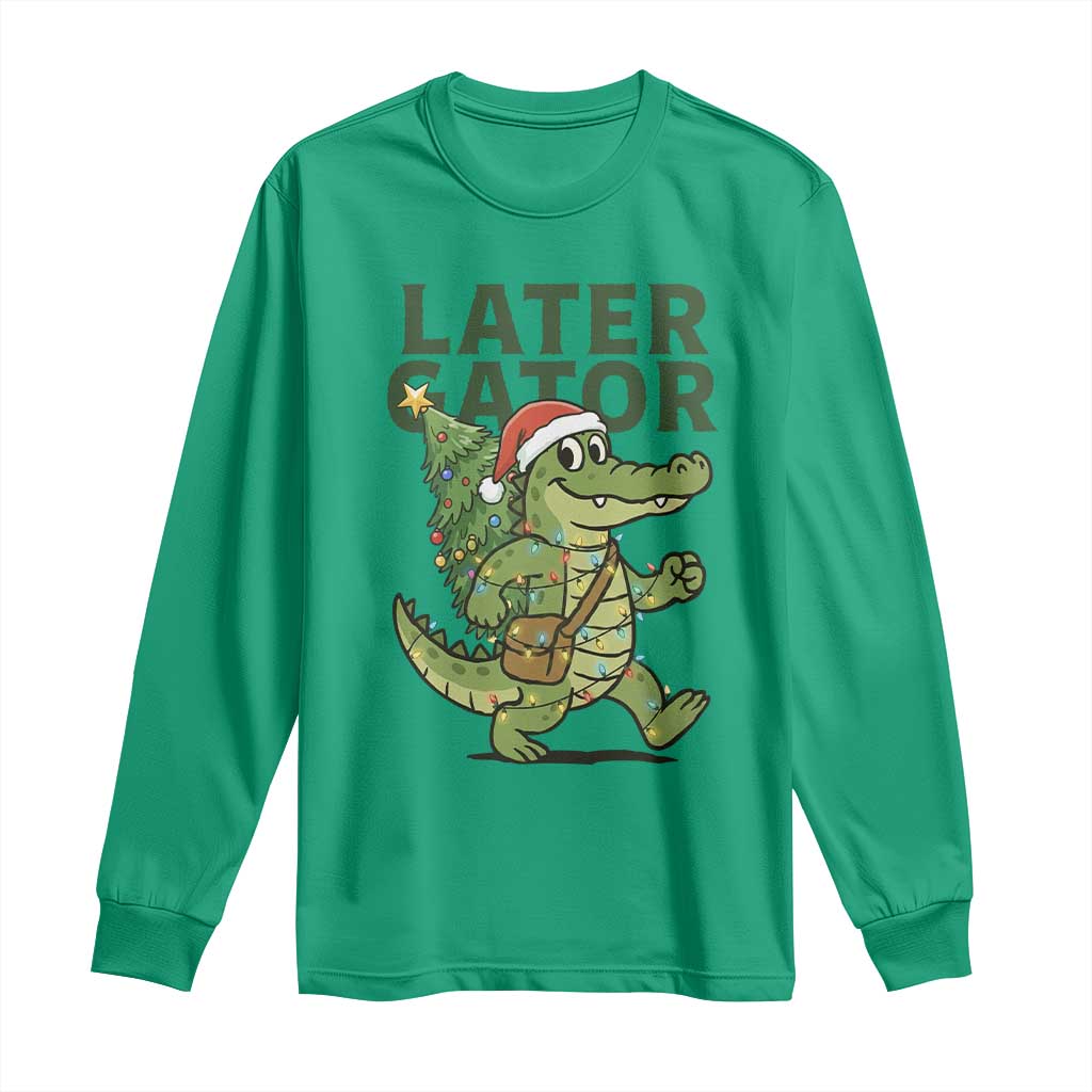 Funny Alligator Christmas Long Sleeve Shirt Lator Gator - Wonder Print Shop