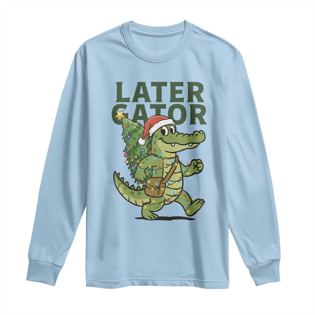 Funny Alligator Christmas Long Sleeve Shirt Lator Gator - Wonder Print Shop