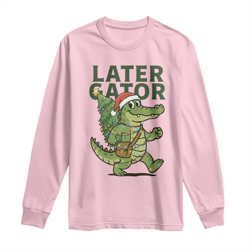 Funny Alligator Christmas Long Sleeve Shirt Lator Gator - Wonder Print Shop