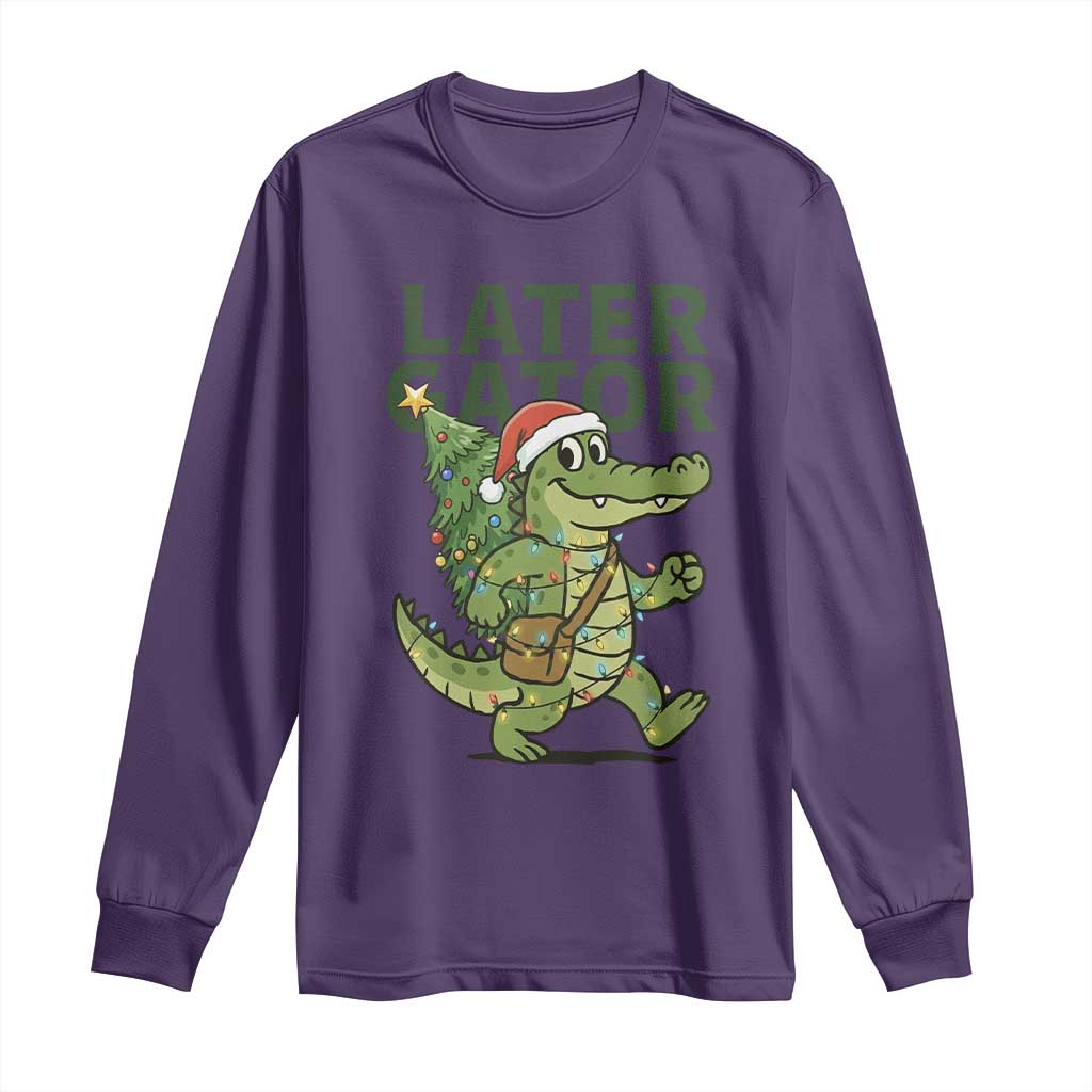 Funny Alligator Christmas Long Sleeve Shirt Lator Gator - Wonder Print Shop