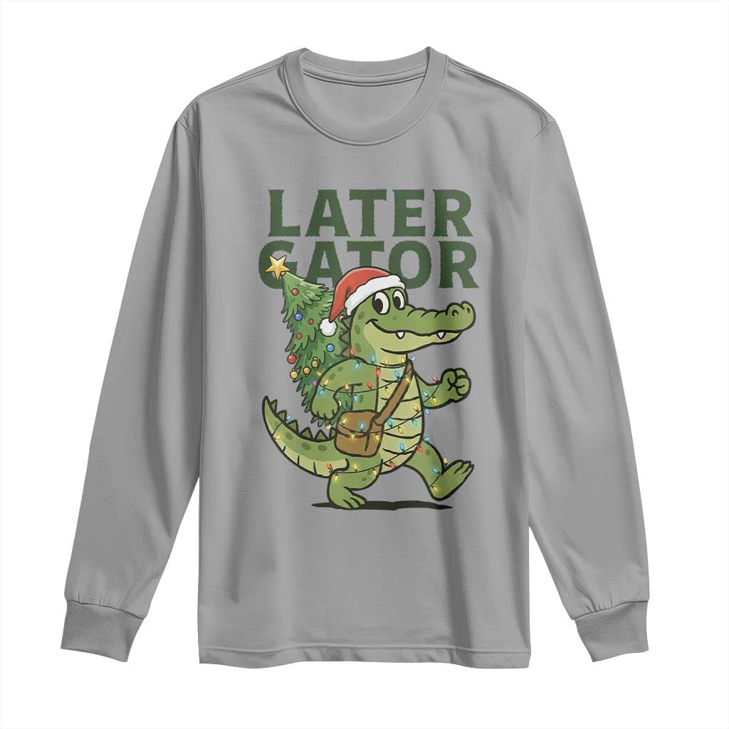 Funny Alligator Christmas Long Sleeve Shirt Lator Gator - Wonder Print Shop