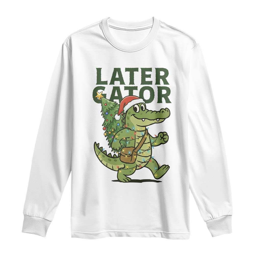 Funny Alligator Christmas Long Sleeve Shirt Lator Gator - Wonder Print Shop