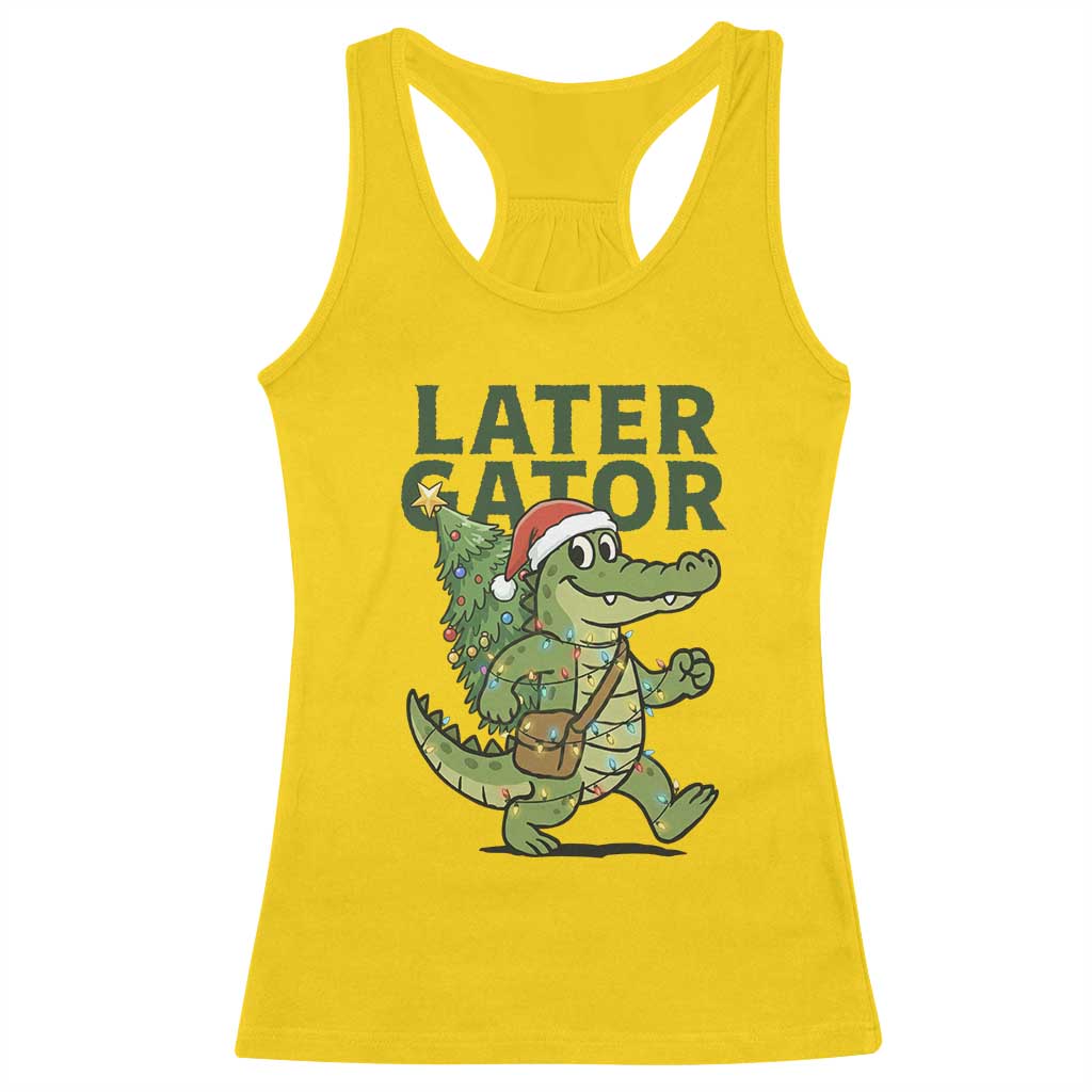 Funny Alligator Christmas Racerback Tank Top Lator Gator - Wonder Print Shop