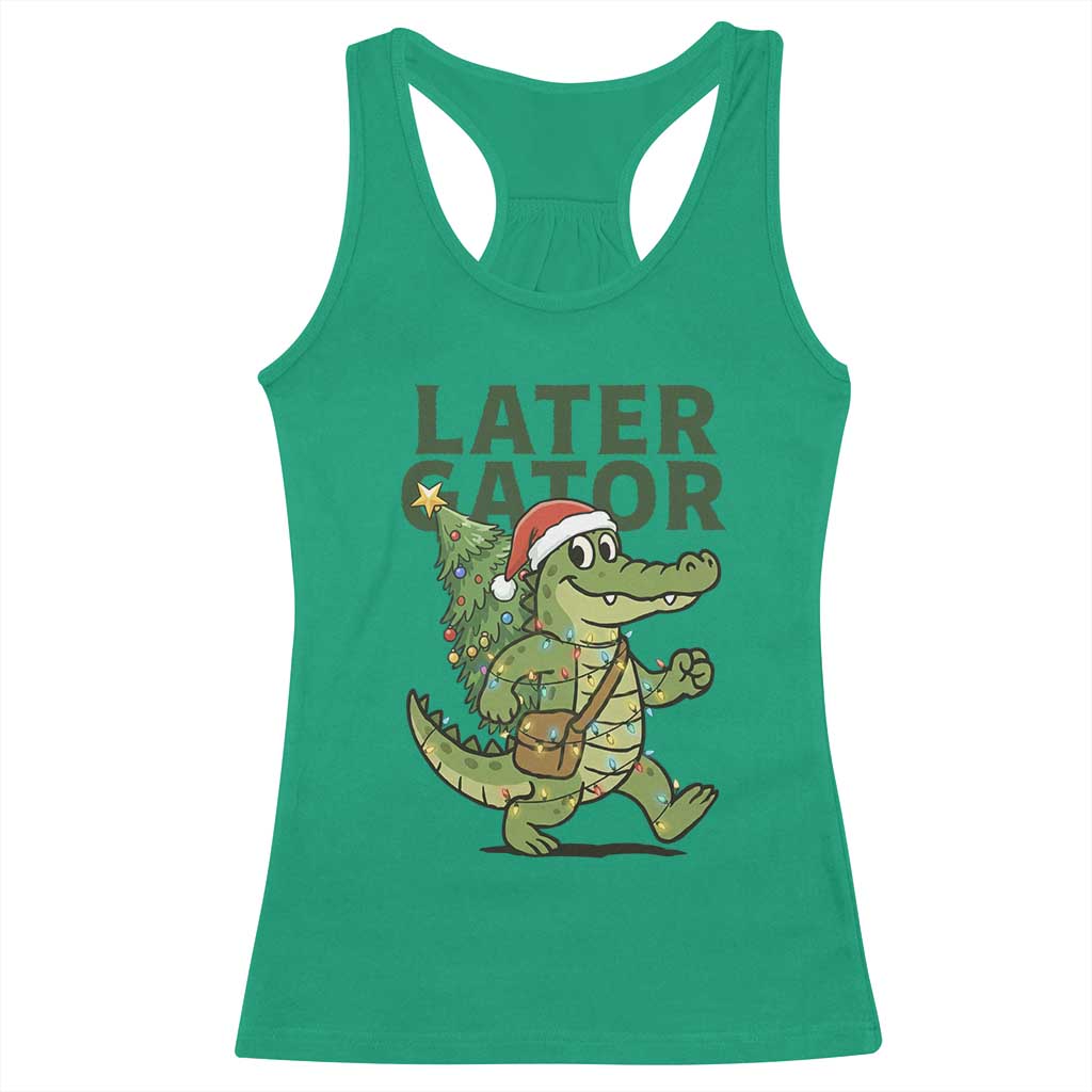 Funny Alligator Christmas Racerback Tank Top Lator Gator - Wonder Print Shop