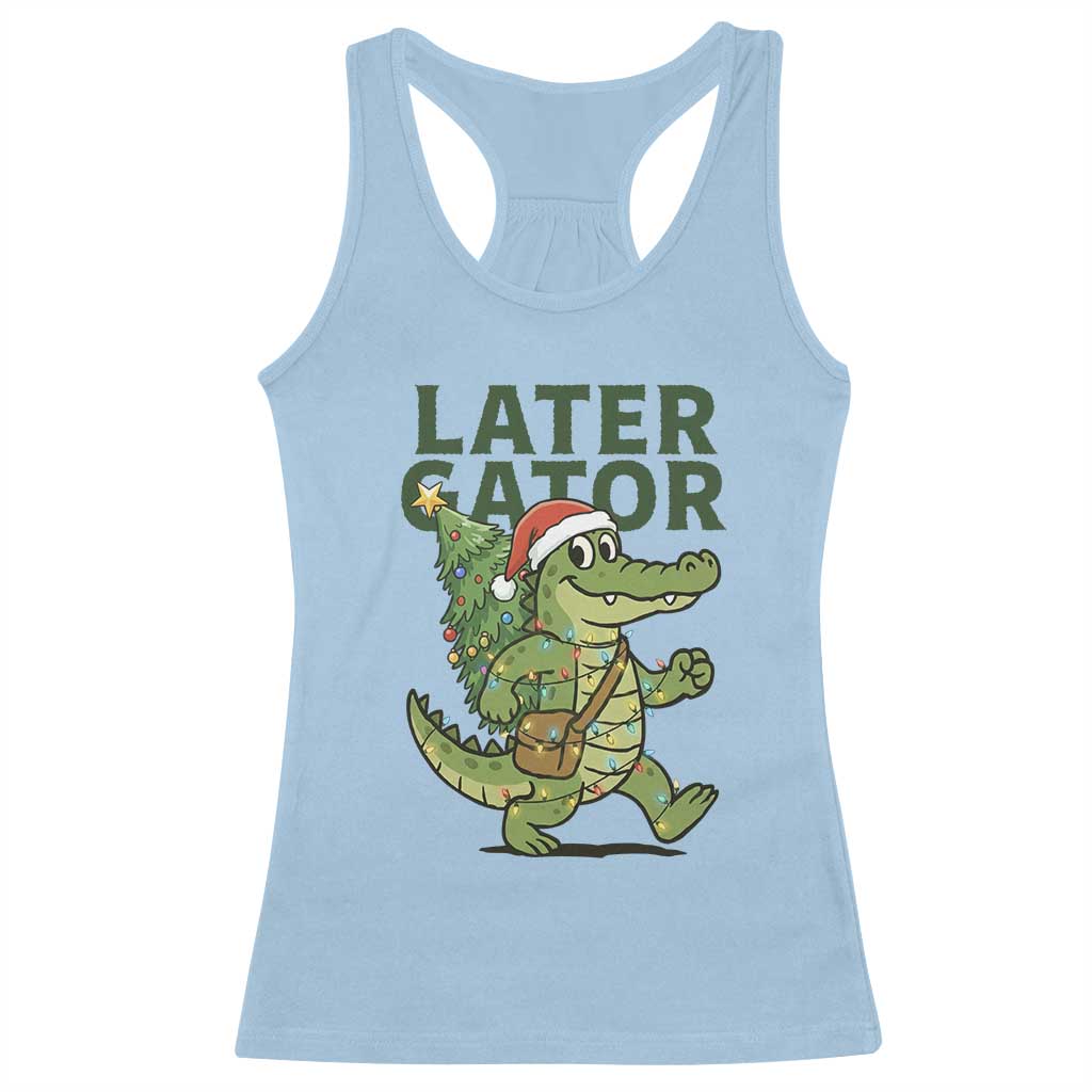 Funny Alligator Christmas Racerback Tank Top Lator Gator - Wonder Print Shop