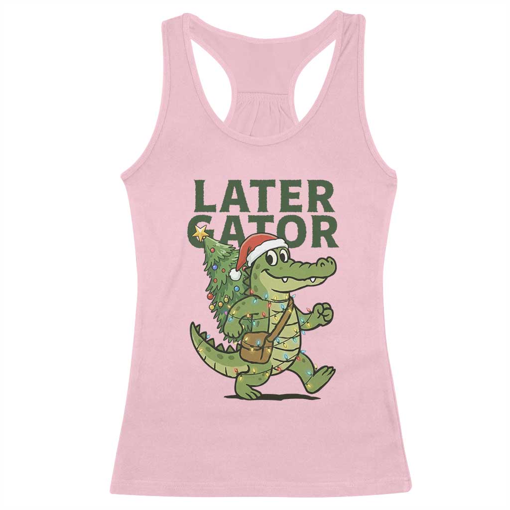 Funny Alligator Christmas Racerback Tank Top Lator Gator - Wonder Print Shop