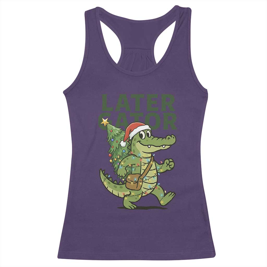 Funny Alligator Christmas Racerback Tank Top Lator Gator - Wonder Print Shop