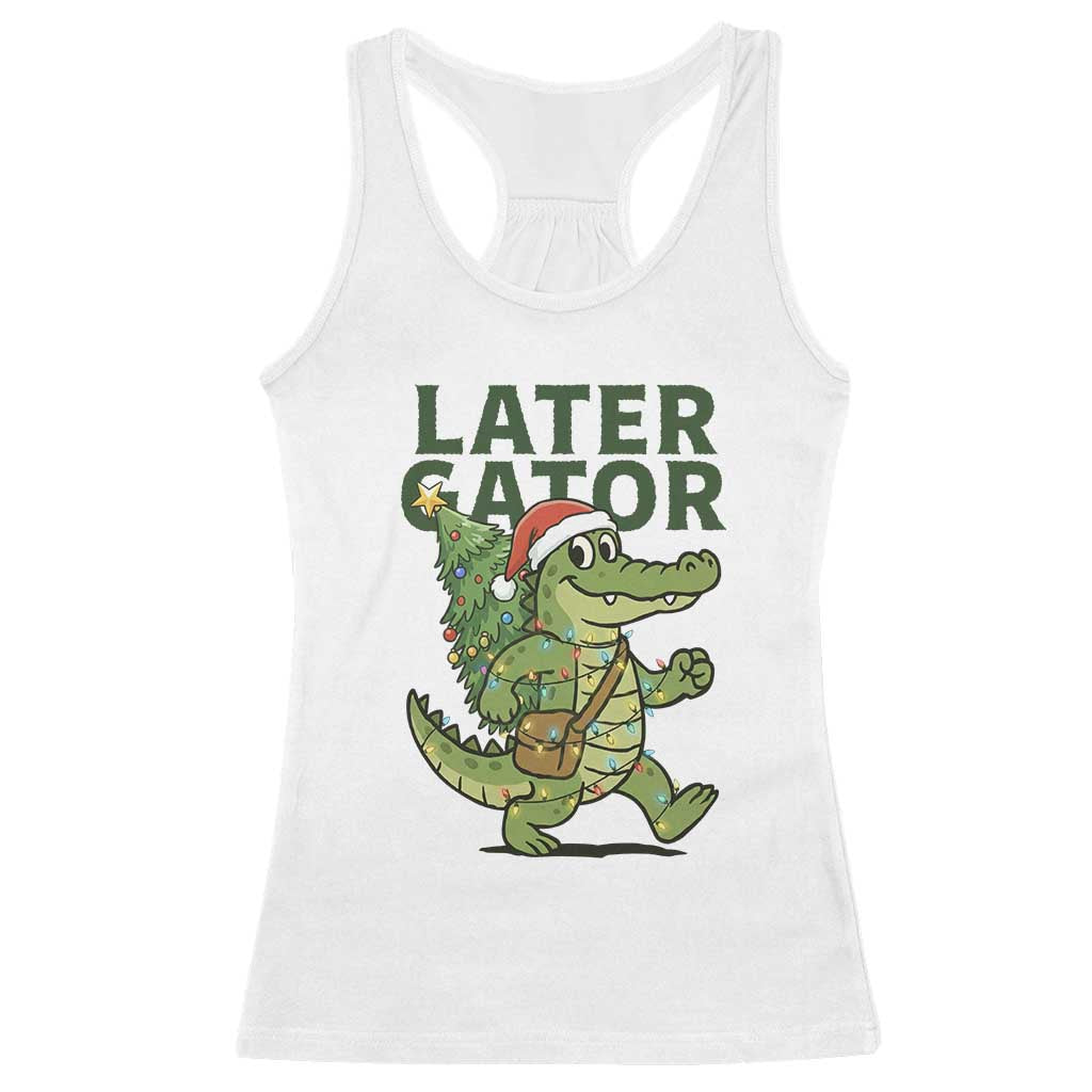 Funny Alligator Christmas Racerback Tank Top Lator Gator - Wonder Print Shop