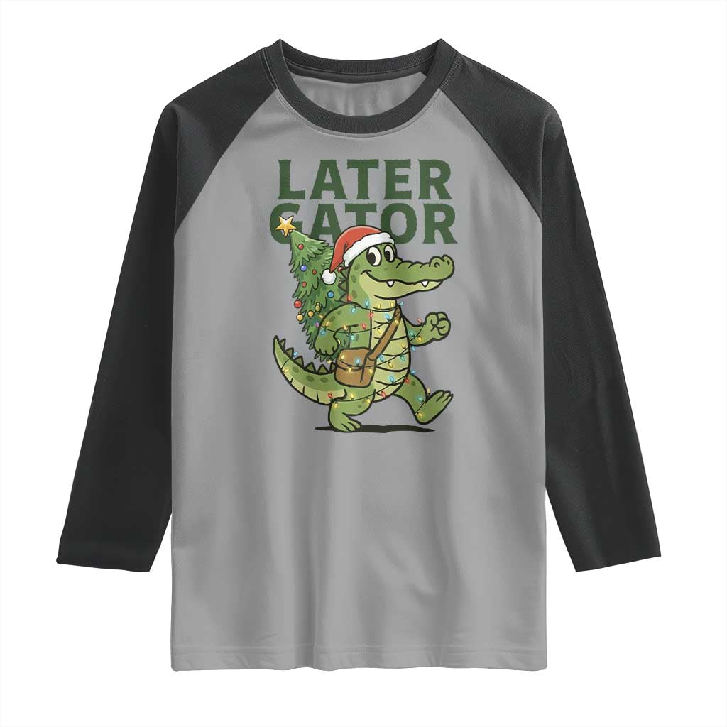 Funny Alligator Christmas Raglan Shirt Lator Gator - Wonder Print Shop