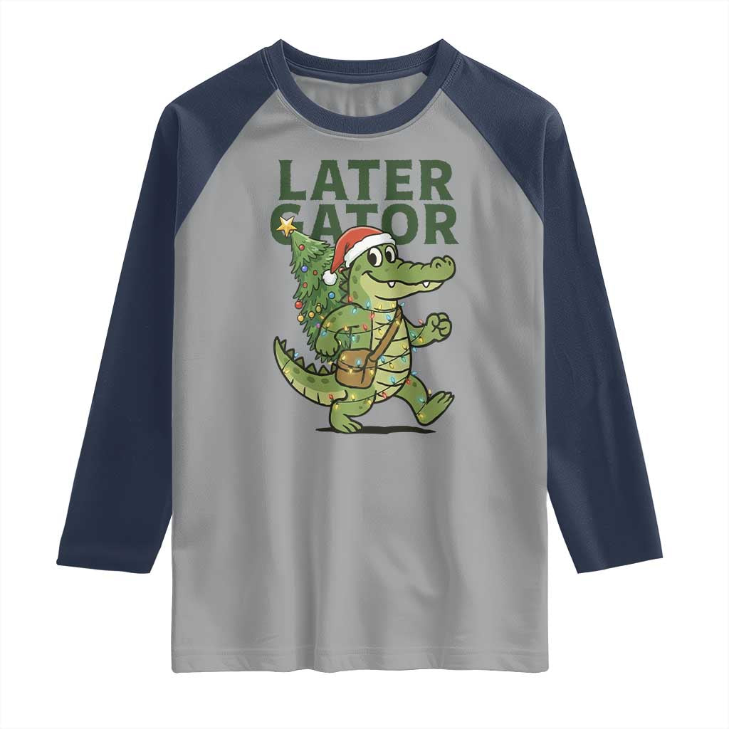 Funny Alligator Christmas Raglan Shirt Lator Gator - Wonder Print Shop
