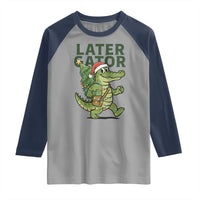 Funny Alligator Christmas Raglan Shirt Lator Gator - Wonder Print Shop