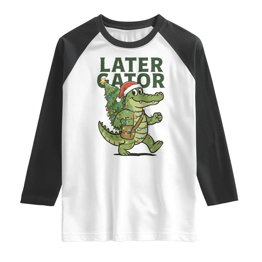 Funny Alligator Christmas Raglan Shirt Lator Gator - Wonder Print Shop