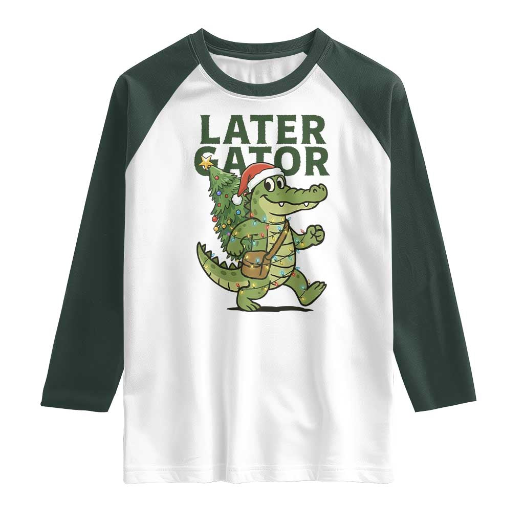 Funny Alligator Christmas Raglan Shirt Lator Gator - Wonder Print Shop