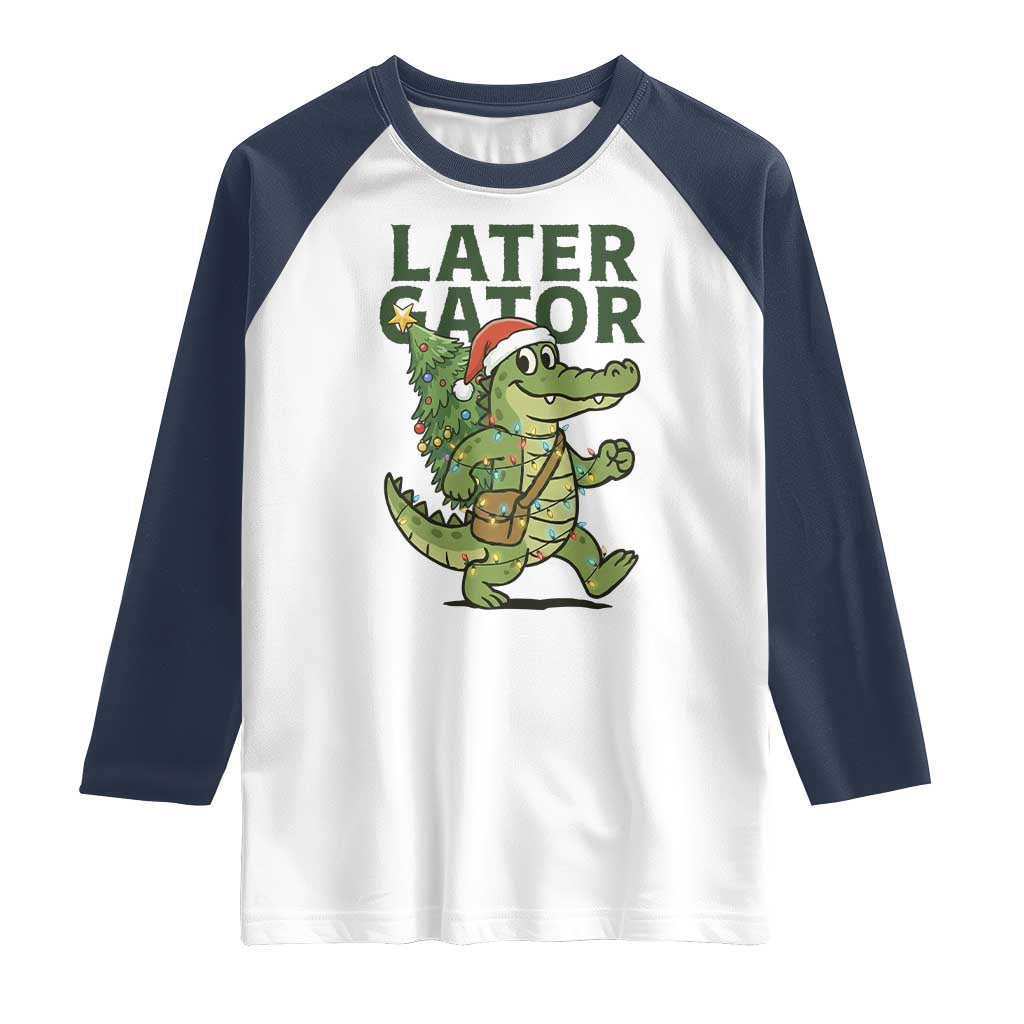 Funny Alligator Christmas Raglan Shirt Lator Gator - Wonder Print Shop