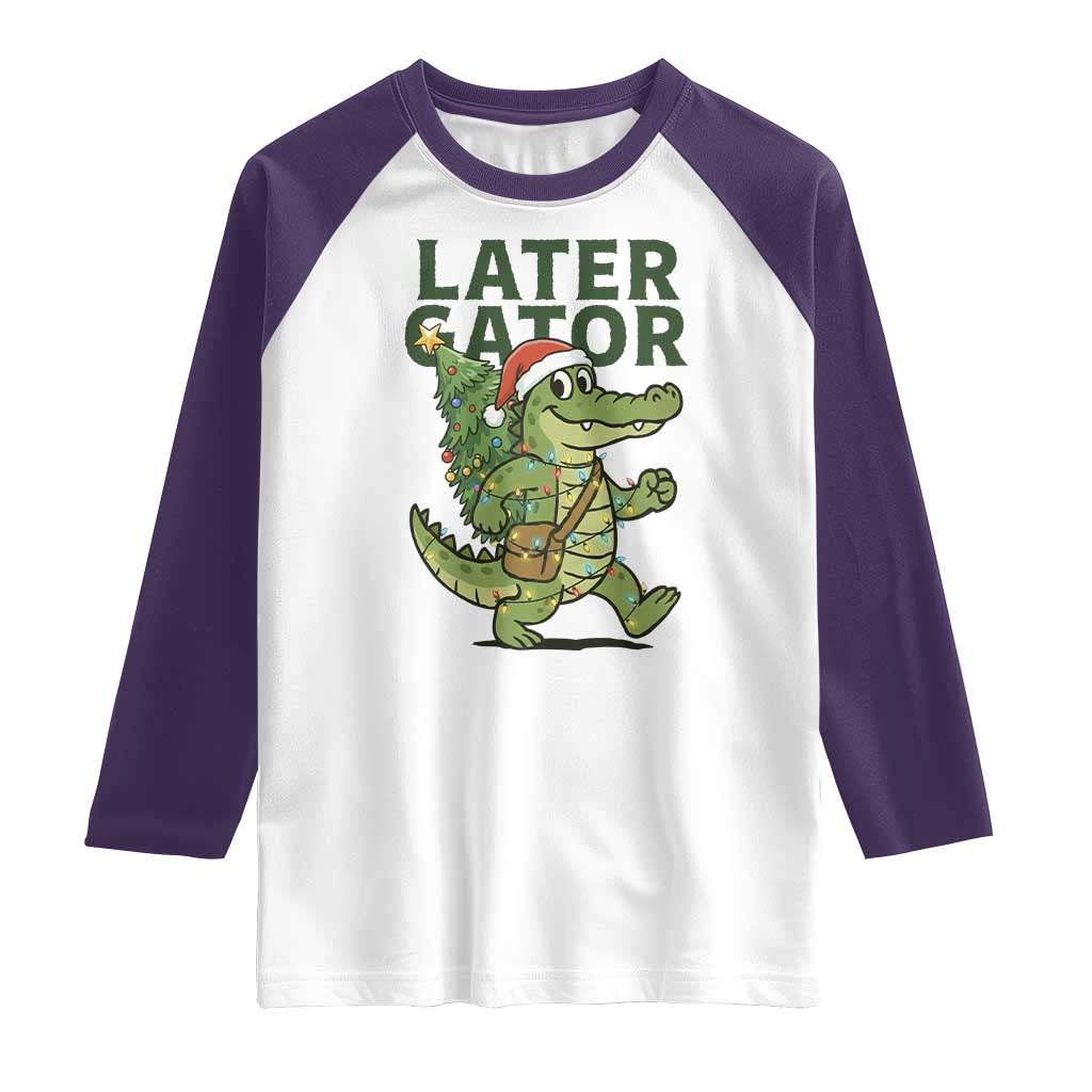Funny Alligator Christmas Raglan Shirt Lator Gator - Wonder Print Shop