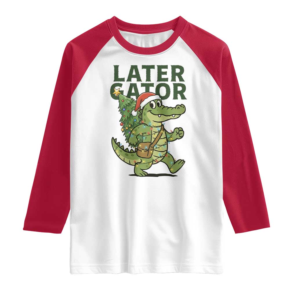 Funny Alligator Christmas Raglan Shirt Lator Gator - Wonder Print Shop