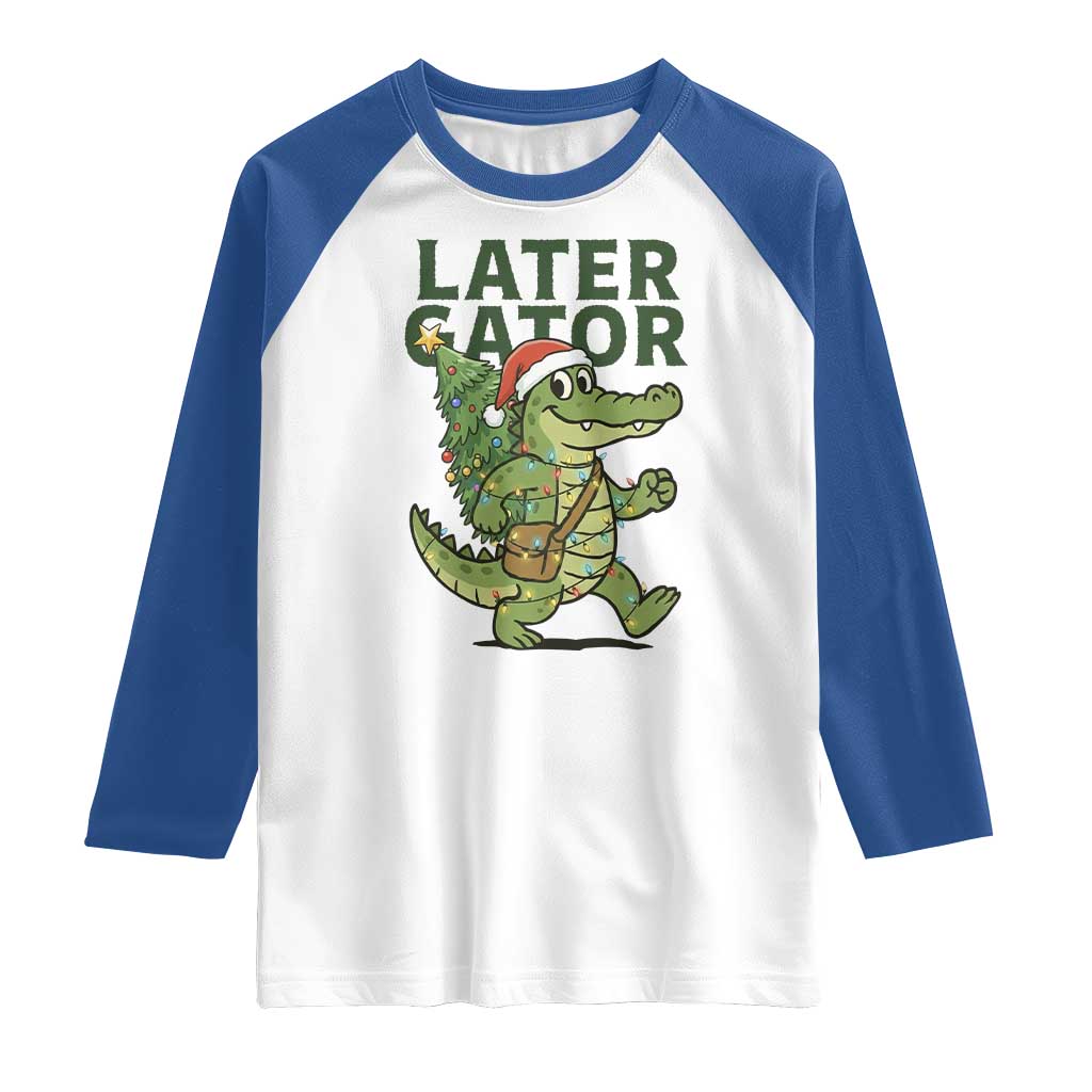 Funny Alligator Christmas Raglan Shirt Lator Gator - Wonder Print Shop