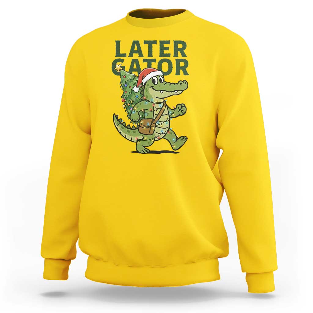 Funny Alligator Christmas Sweatshirt Lator Gator - Wonder Print Shop