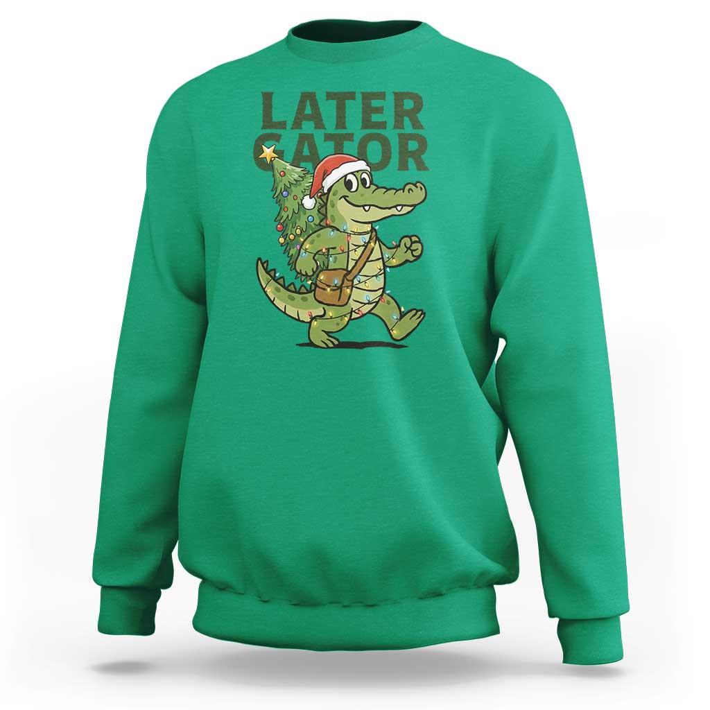 Funny Alligator Christmas Sweatshirt Lator Gator - Wonder Print Shop