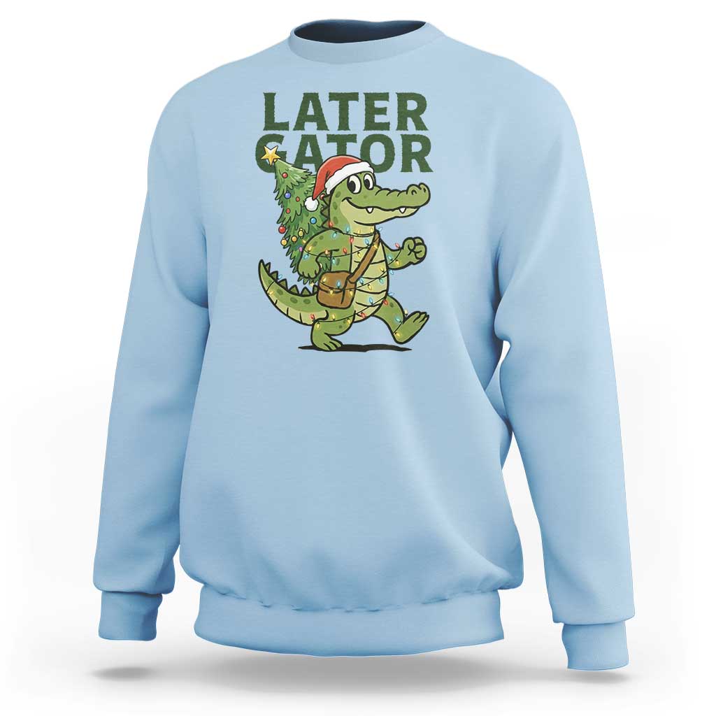 Funny Alligator Christmas Sweatshirt Lator Gator - Wonder Print Shop