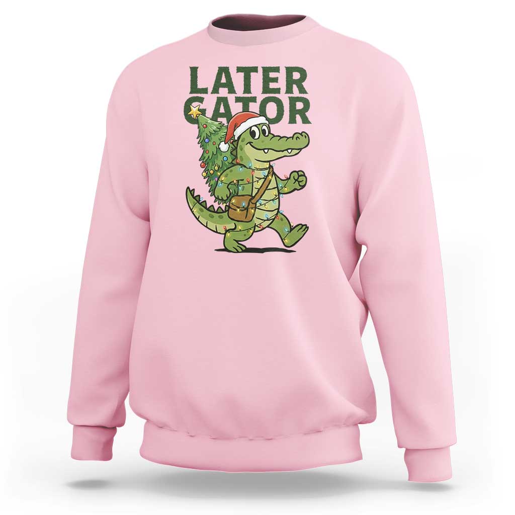 Funny Alligator Christmas Sweatshirt Lator Gator - Wonder Print Shop
