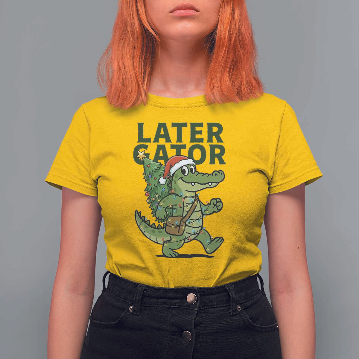 Funny Alligator Christmas T Shirt For Women Lator Gator - Wonder Print Shop