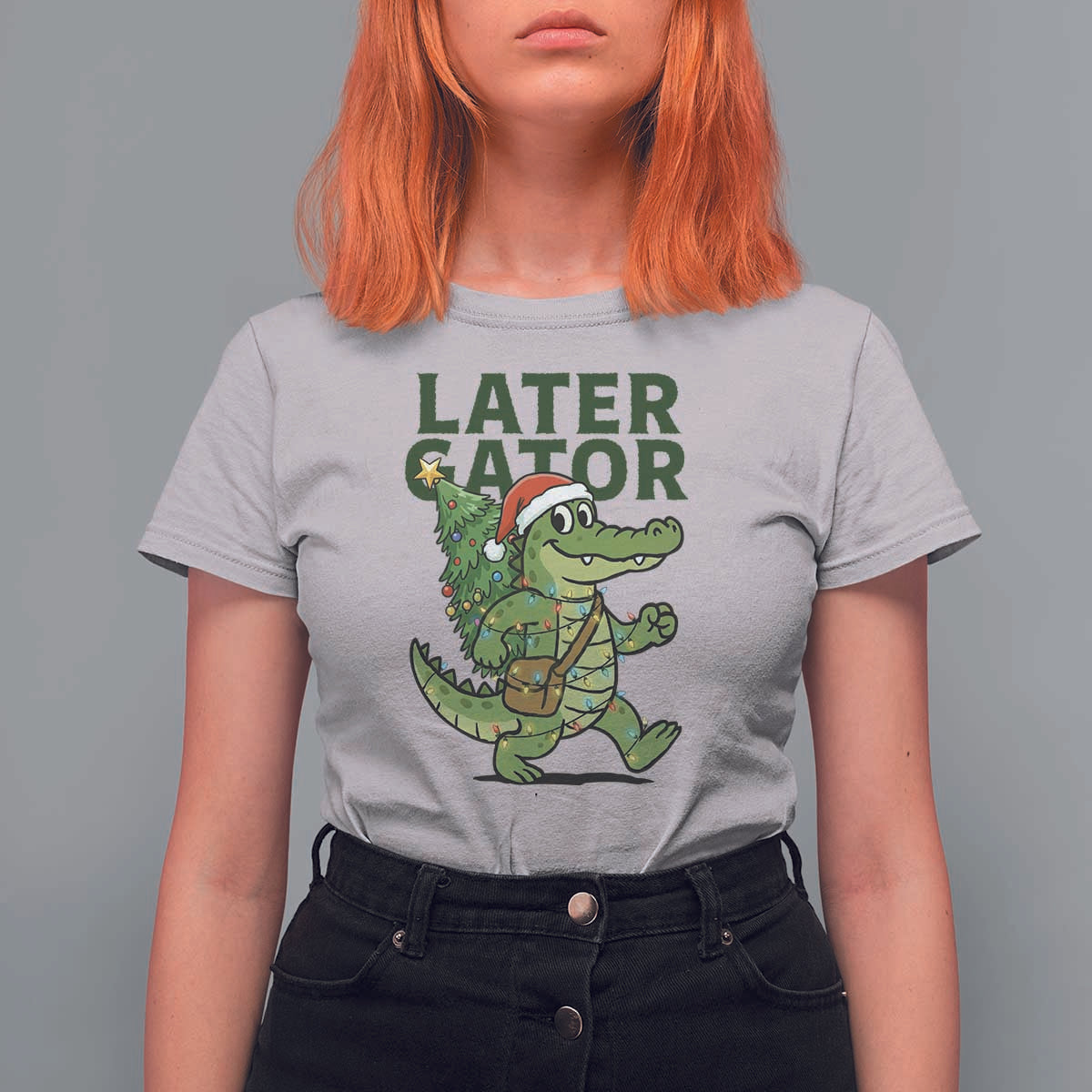 Funny Alligator Christmas T Shirt For Women Lator Gator - Wonder Print Shop