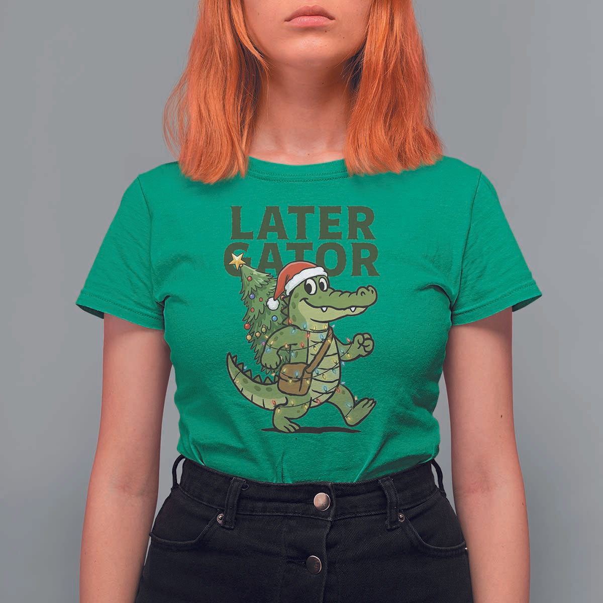 Funny Alligator Christmas T Shirt For Women Lator Gator - Wonder Print Shop