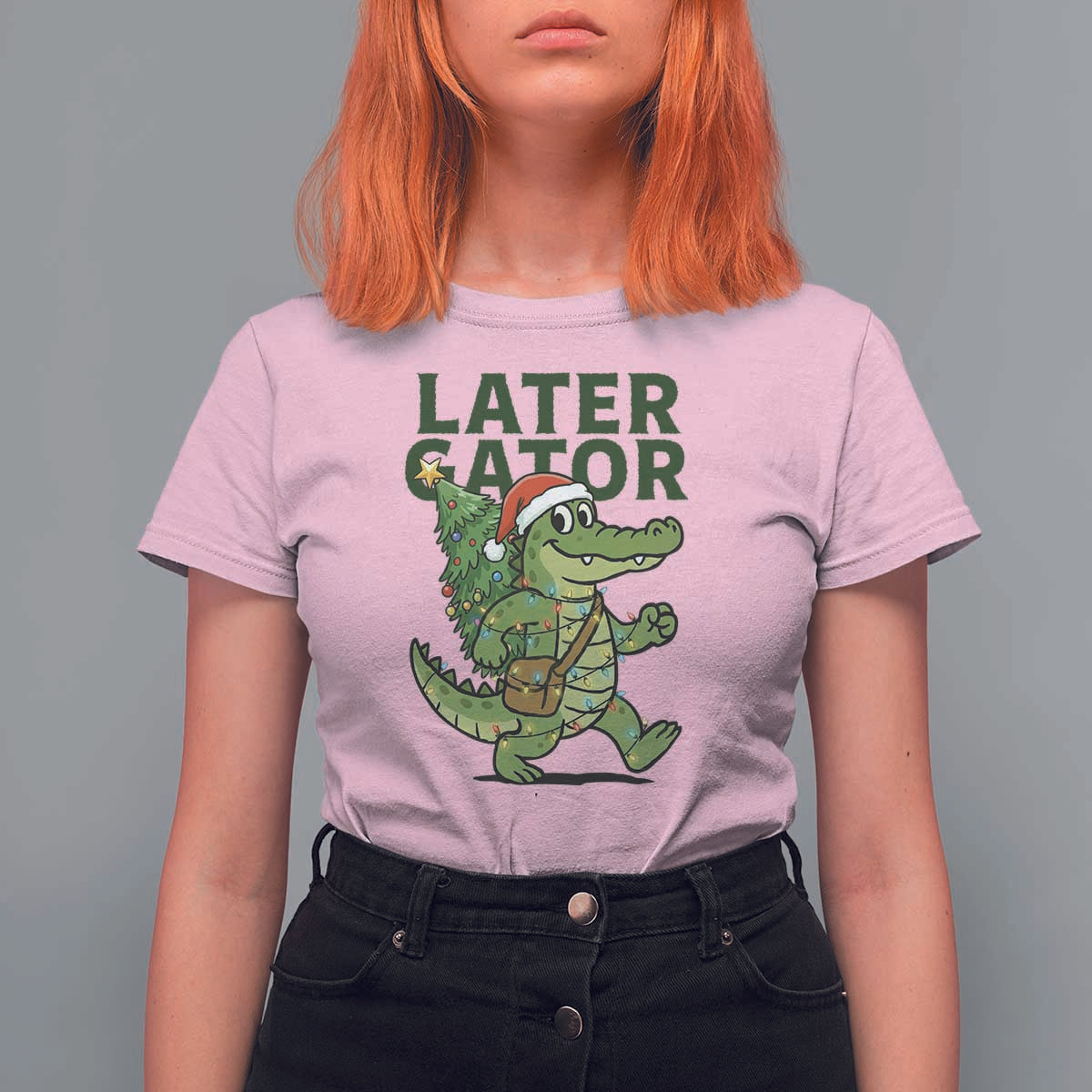 Funny Alligator Christmas T Shirt For Women Lator Gator - Wonder Print Shop