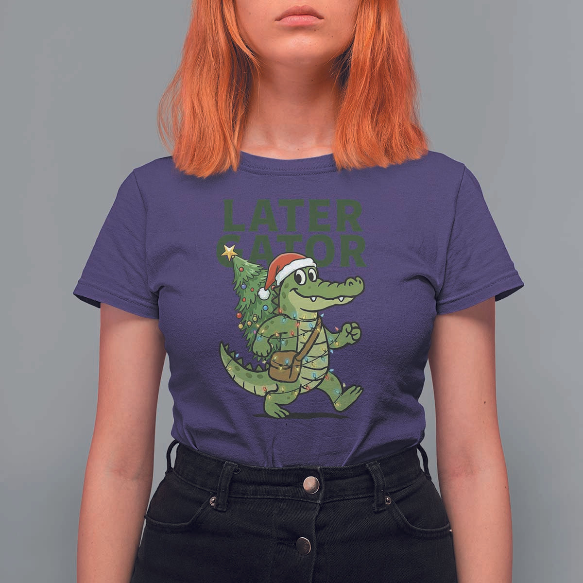 Funny Alligator Christmas T Shirt For Women Lator Gator - Wonder Print Shop