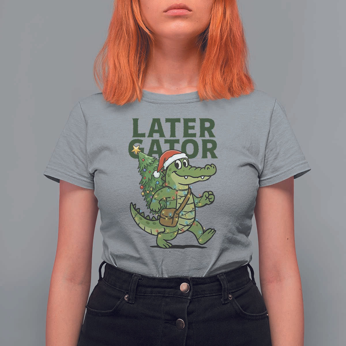 Funny Alligator Christmas T Shirt For Women Lator Gator - Wonder Print Shop