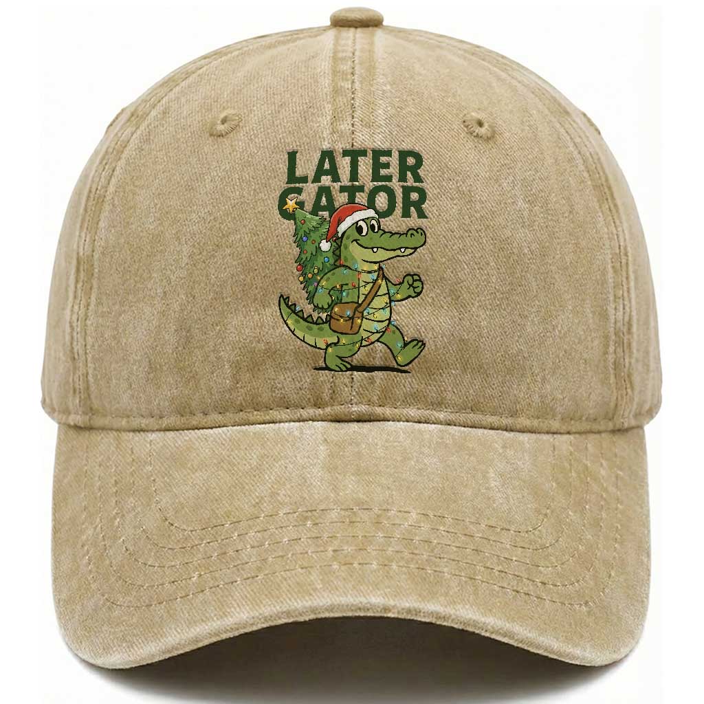 Funny Alligator Christmas Washed Cotton Baseball Cap Lator Gator