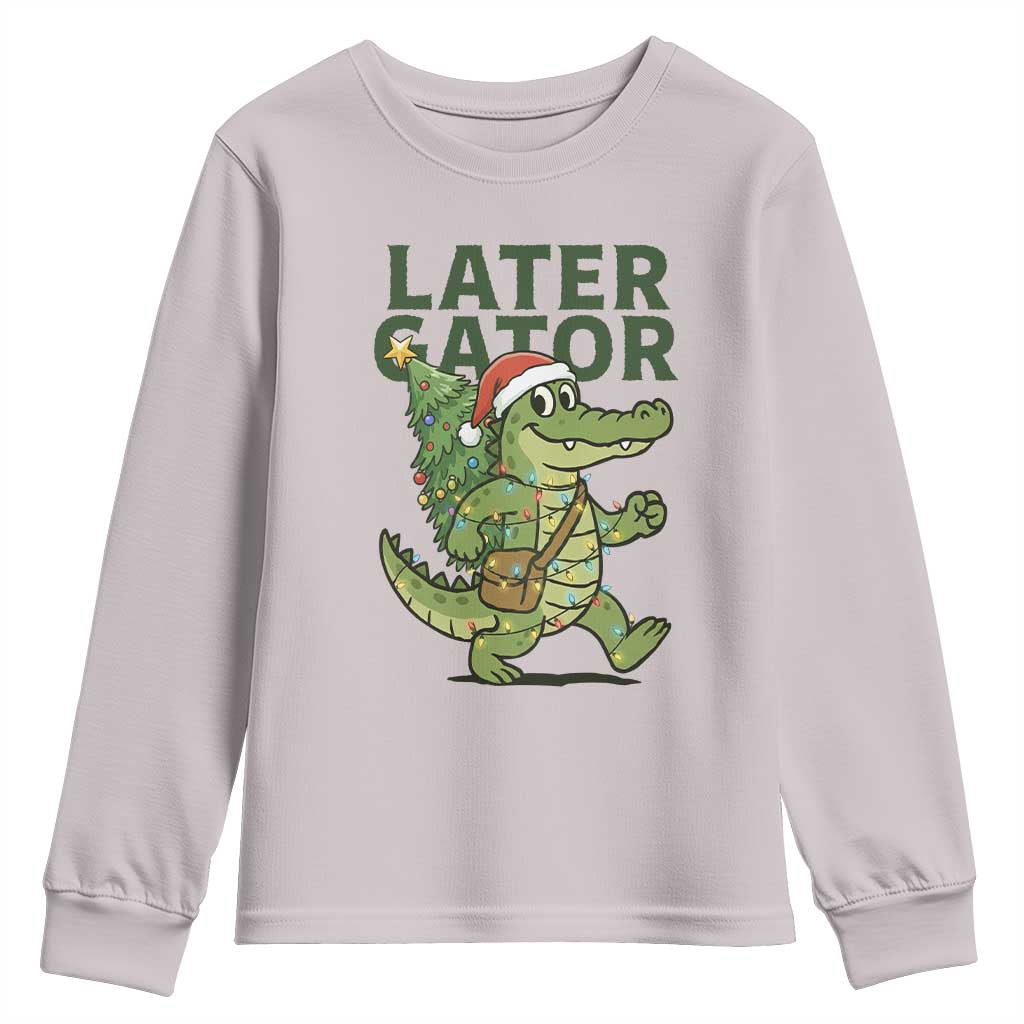 Funny Alligator Christmas Youth Sweatshirt Lator Gator - Wonder Print Shop