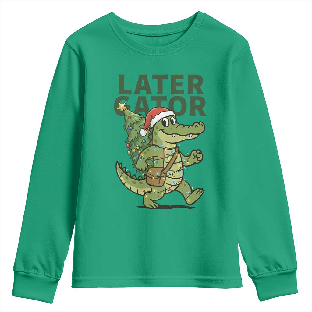 Funny Alligator Christmas Youth Sweatshirt Lator Gator - Wonder Print Shop