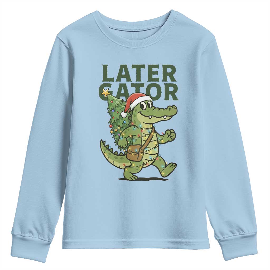 Funny Alligator Christmas Youth Sweatshirt Lator Gator - Wonder Print Shop