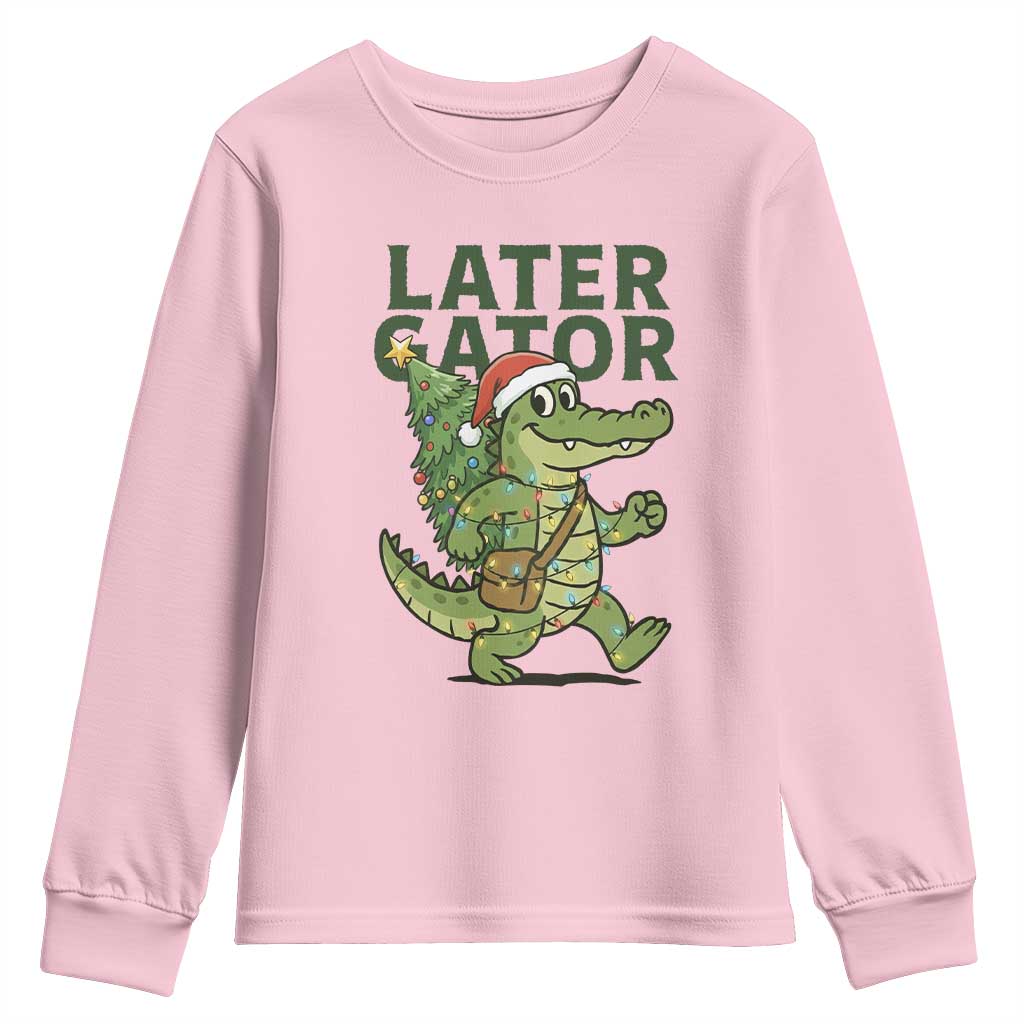 Funny Alligator Christmas Youth Sweatshirt Lator Gator - Wonder Print Shop