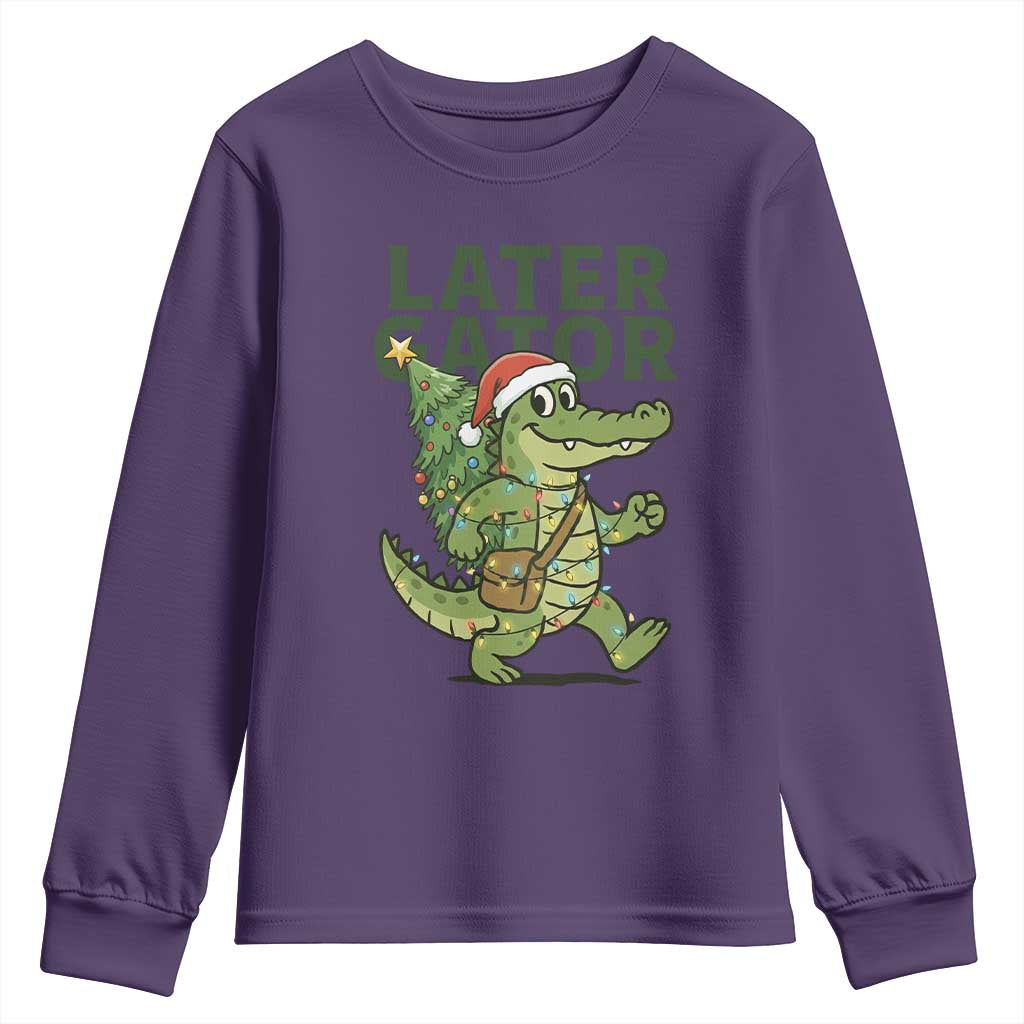 Funny Alligator Christmas Youth Sweatshirt Lator Gator - Wonder Print Shop
