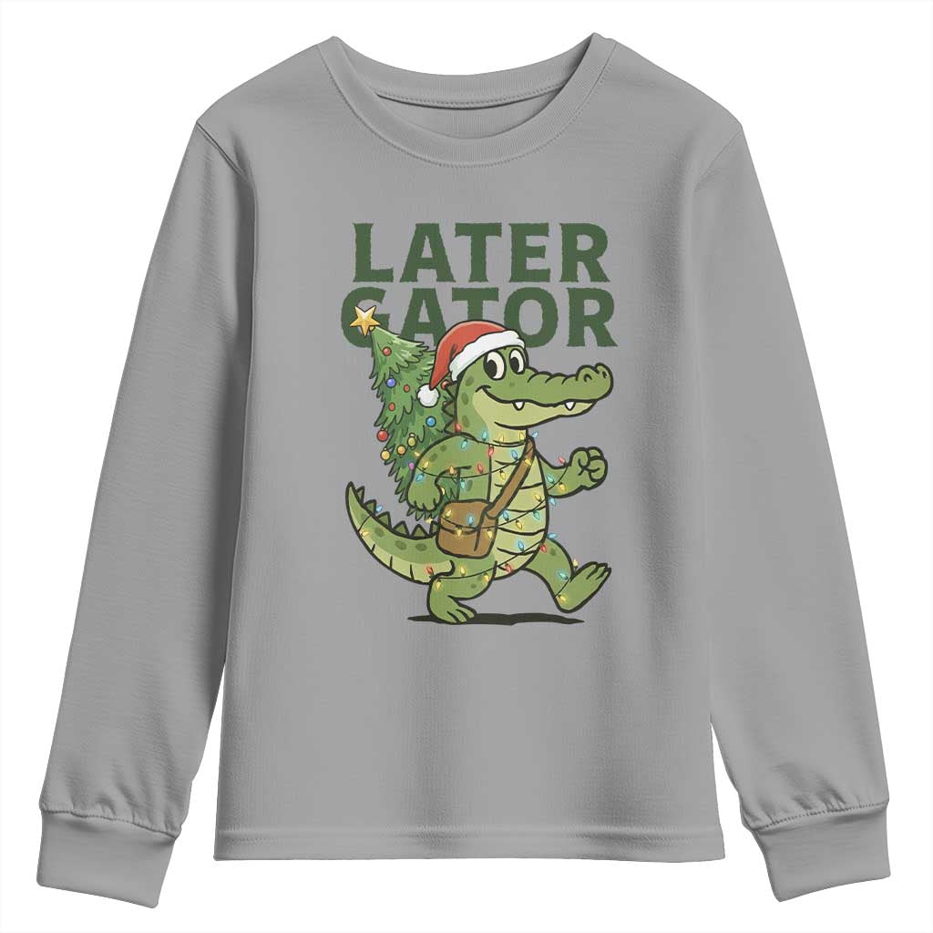 Funny Alligator Christmas Youth Sweatshirt Lator Gator - Wonder Print Shop