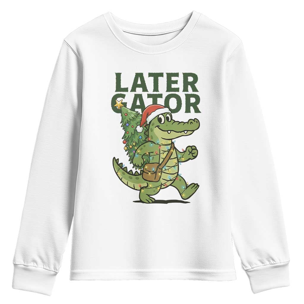 Funny Alligator Christmas Youth Sweatshirt Lator Gator - Wonder Print Shop