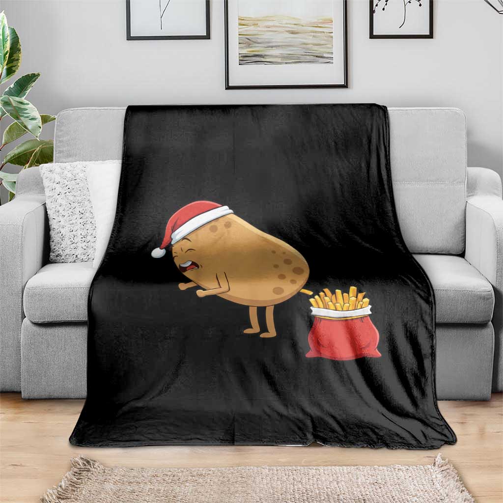 Funny French Fries Christmas Throw Blanket Potato Food Eaters - Wonder Print Shop