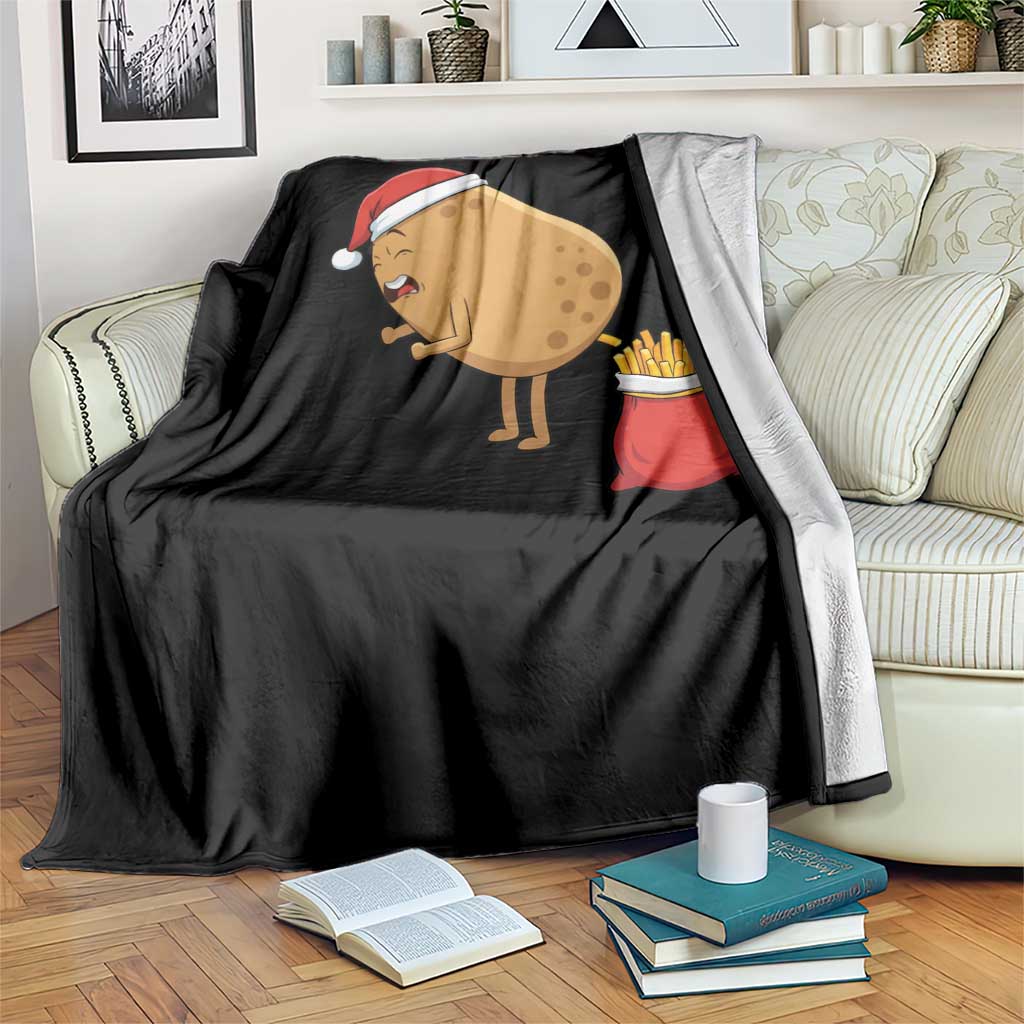Funny French Fries Christmas Throw Blanket Potato Food Eaters - Wonder Print Shop